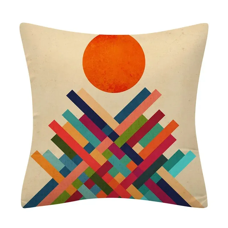 Creative Color Geometric Design Pattern Cushion Cover Sofa Office Seat Car Waist    Home Decoration