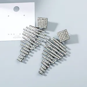 Creative Geometric Abstract Fish-shaped Full Diamond Earrings Exaggerated Big-name Earrings Accessories Super Flash Jewelry