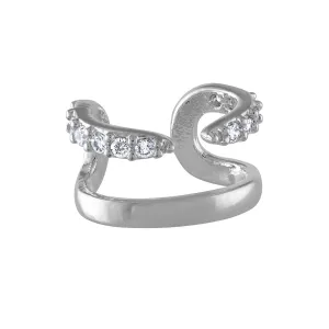 Crystal Claw Ear Cuff in Sterling Silver