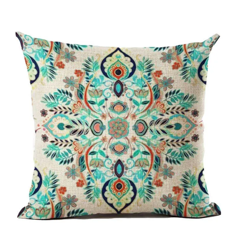 Cushion Cover Nordic Pillow Case Cotton Linen Flower Round 3D Board Cushion Cover Home Decorative Pillow Cover