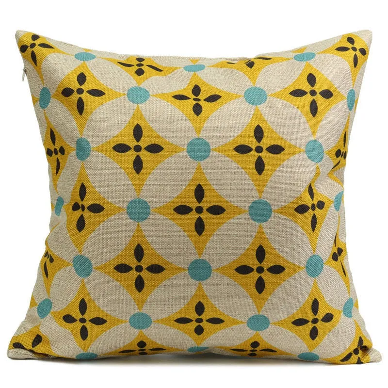 Cushion Cover Nordic Pillow Case Cotton Linen Flower Round 3D Board Cushion Cover Home Decorative Pillow Cover