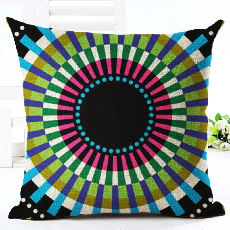 Cushion Cover Nordic Pillow Case Cotton Linen Flower Round 3D Board Cushion Cover Home Decorative Pillow Cover
