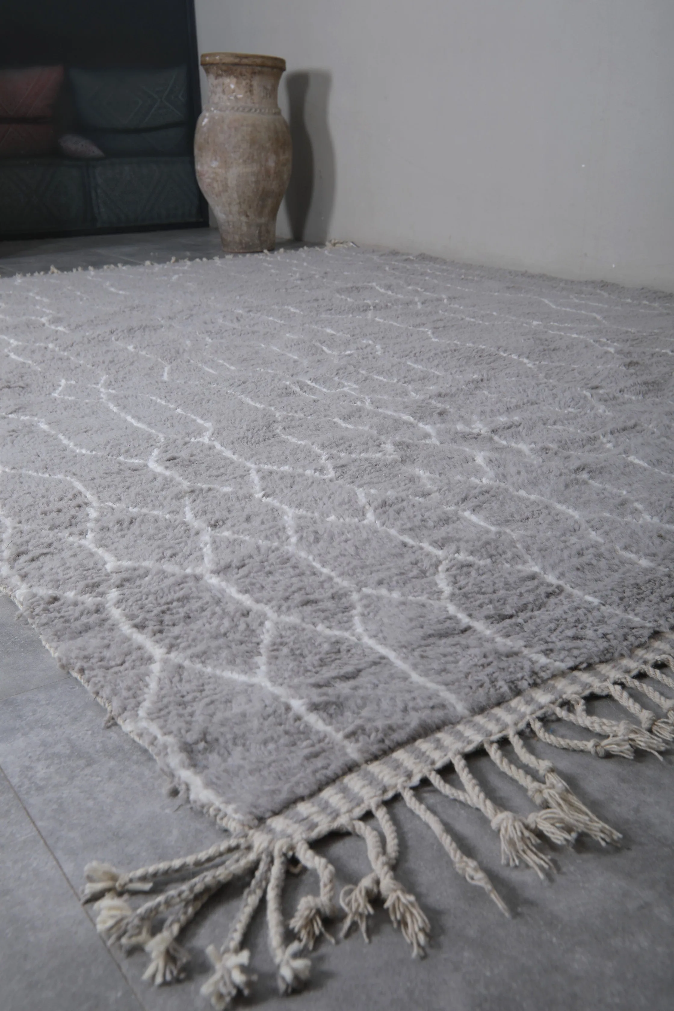 Custom Berber rug Gray - Authentic handmade Beniourain rug