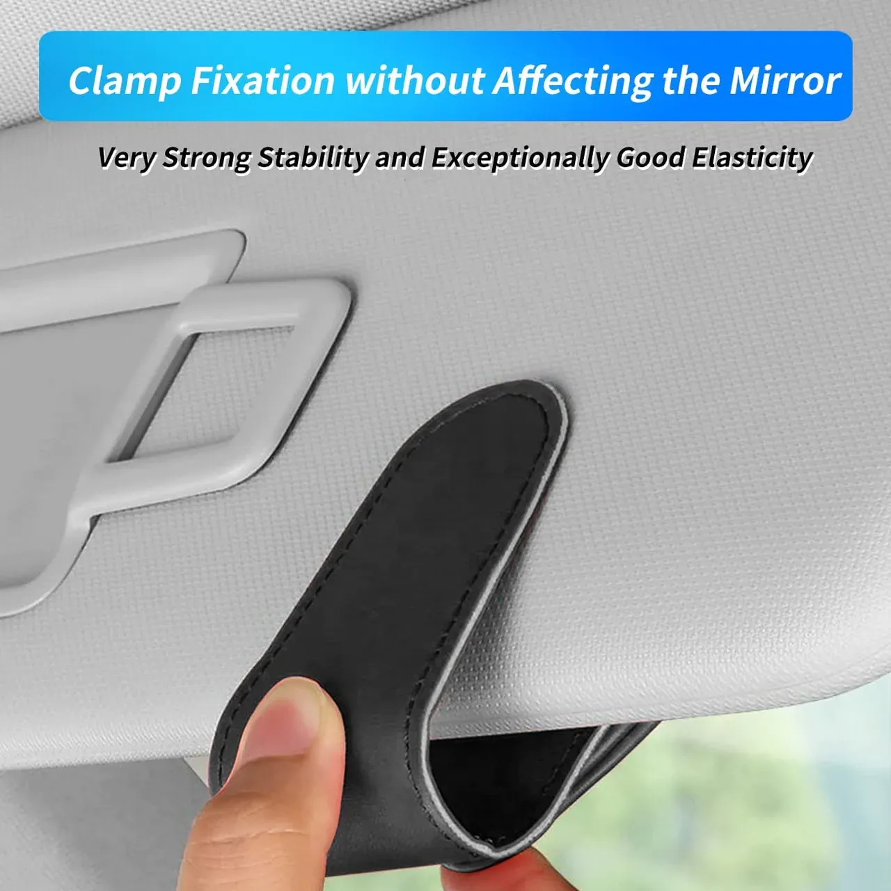 Custom Logo Sunglasses Holder for Car Visor Clips, Leather Magnet Adsorption Visor Accessories Car Organizer for Storing Glasses Tickets Eyeglasses Hanger