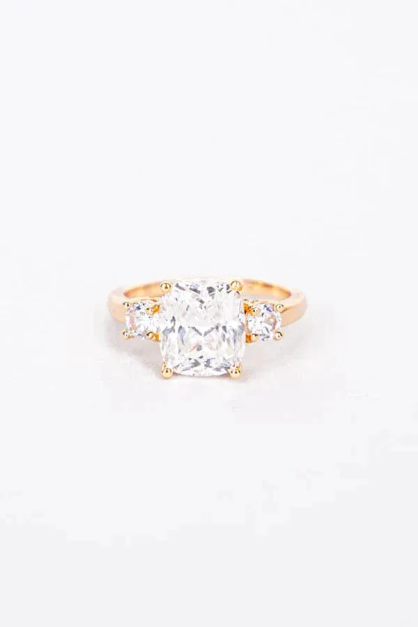 CZ diamond ring rose gold