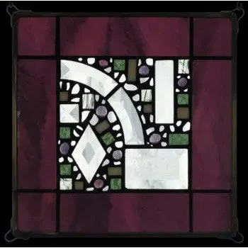 Dark Burgundy Border Geometric Stained Glass Window Panel by Edel Byrne