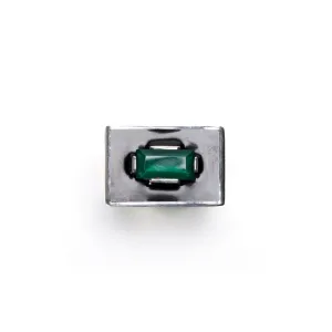 Demi Fine Jewelry-White Gold Plated-Ring-Slab(Green)Recycled Sterling Silver-R14/21b-Fashion Edit Unbent