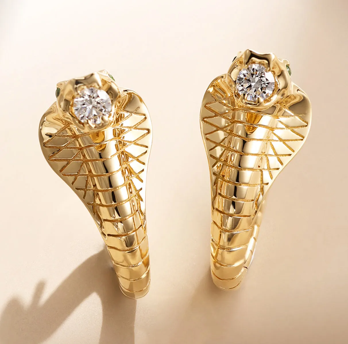 Diamond Cobra Huggie Hoop Earrings