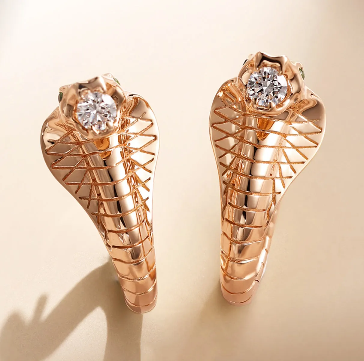 Diamond Cobra Huggie Hoop Earrings