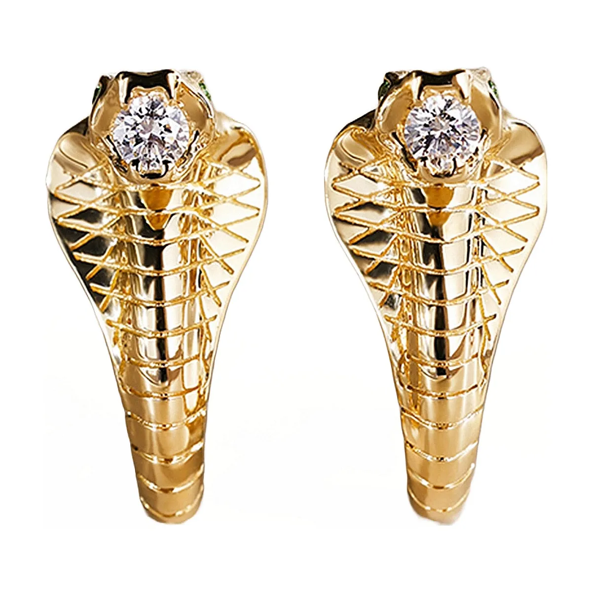 Diamond Cobra Huggie Hoop Earrings