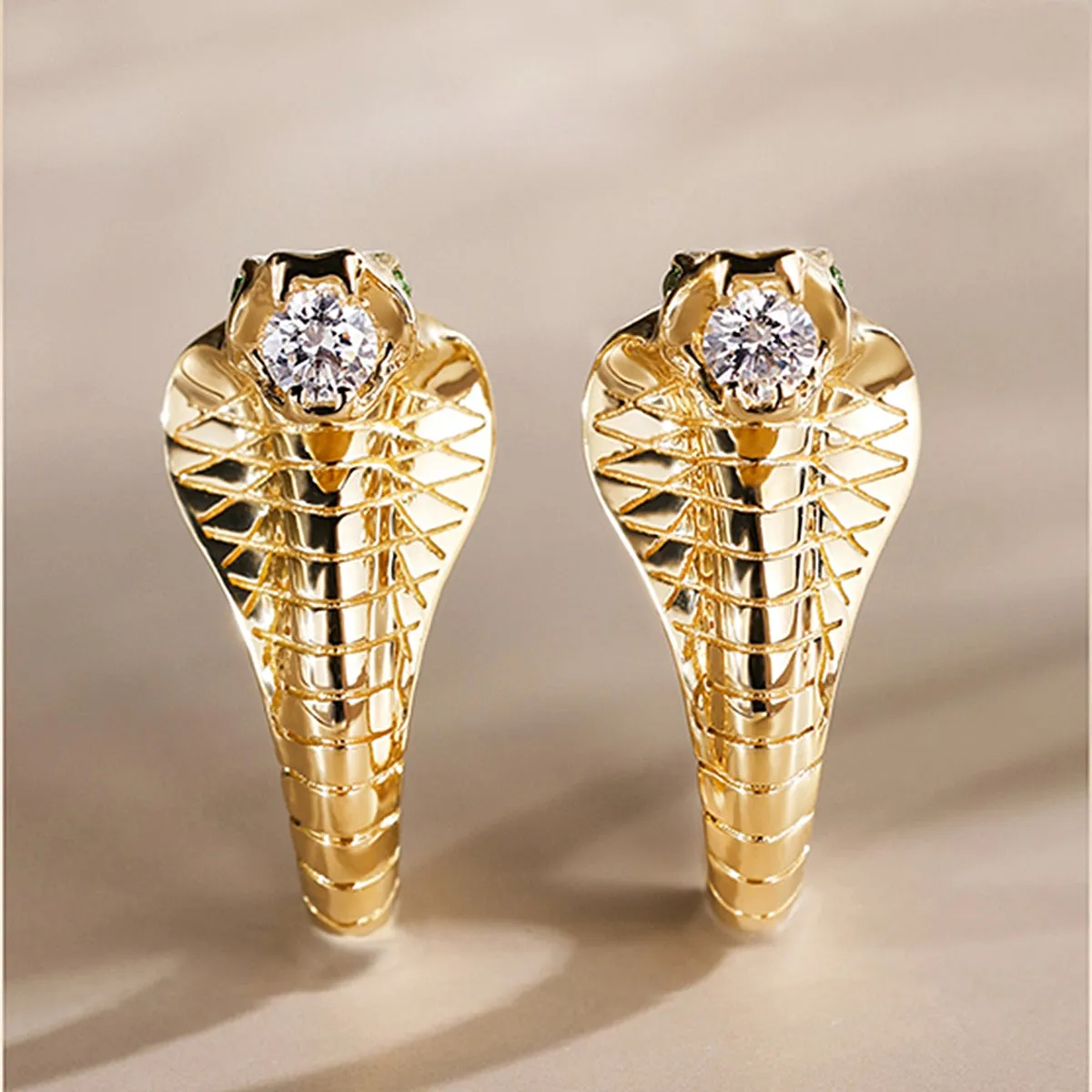 Diamond Cobra Huggie Hoop Earrings