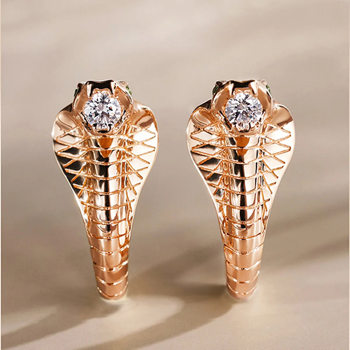 Diamond Cobra Huggie Hoop Earrings