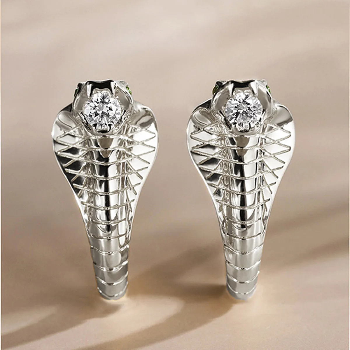 Diamond Cobra Huggie Hoop Earrings