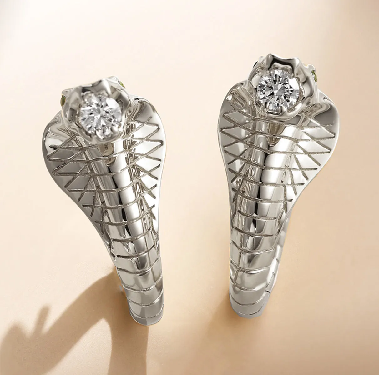 Diamond Cobra Huggie Hoop Earrings