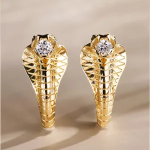 Diamond Cobra Huggie Hoop Earrings