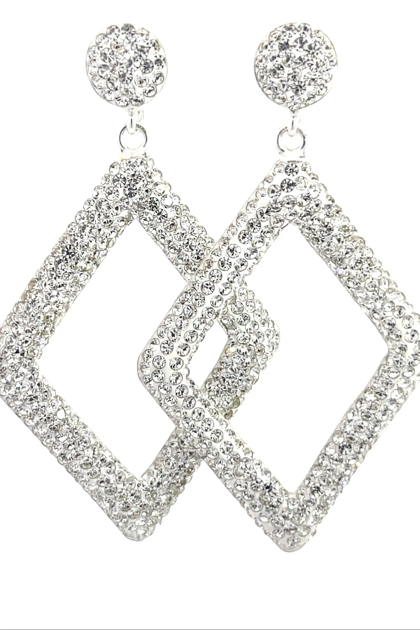 Diamond Shaped Crystal 925 Sterling Silver Dangle Earring