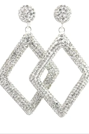 Diamond Shaped Crystal 925 Sterling Silver Dangle Earring