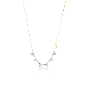 Diamond Triangle Necklace with Off-Centered Pearl