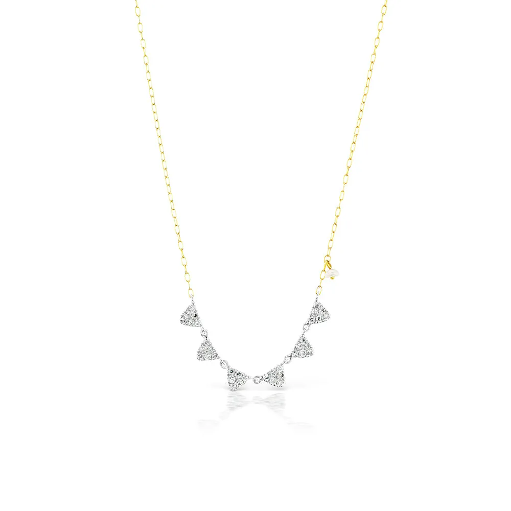 Diamond Triangle Necklace with Off-Centered Pearl