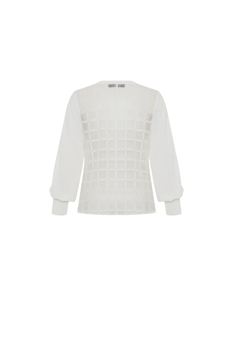 Dione Lace Pleated Long Sleeve Top