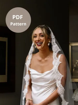 DIY Lace Mantilla Wedding Veil, Fingertip Length Pattern PDF Tutorial