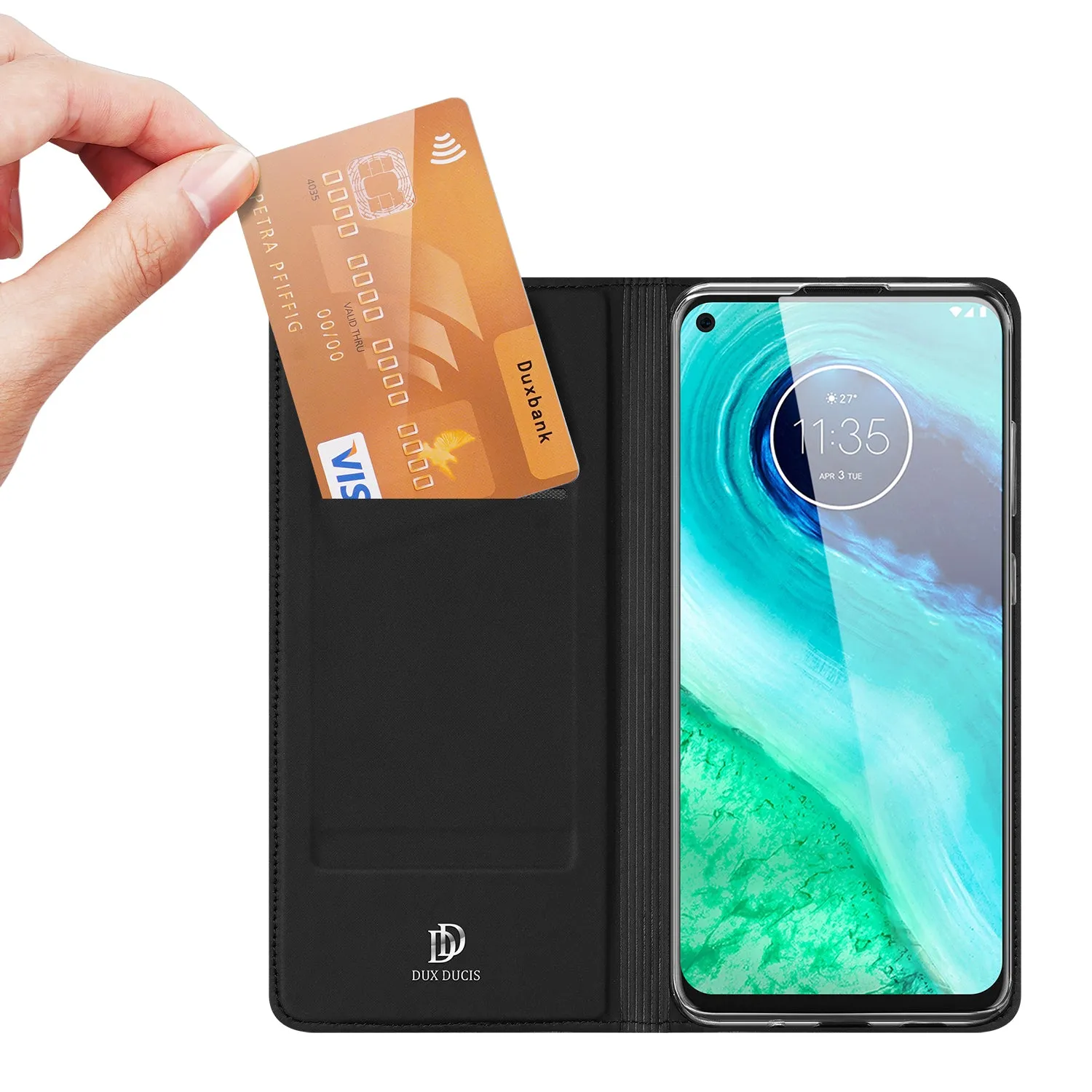 DUX DUCIS For Moto G8/G8 Power Leather Mobile Phone Cover Magnetic Protective Case Bracket with Cards Slot black_Moto G8 Power