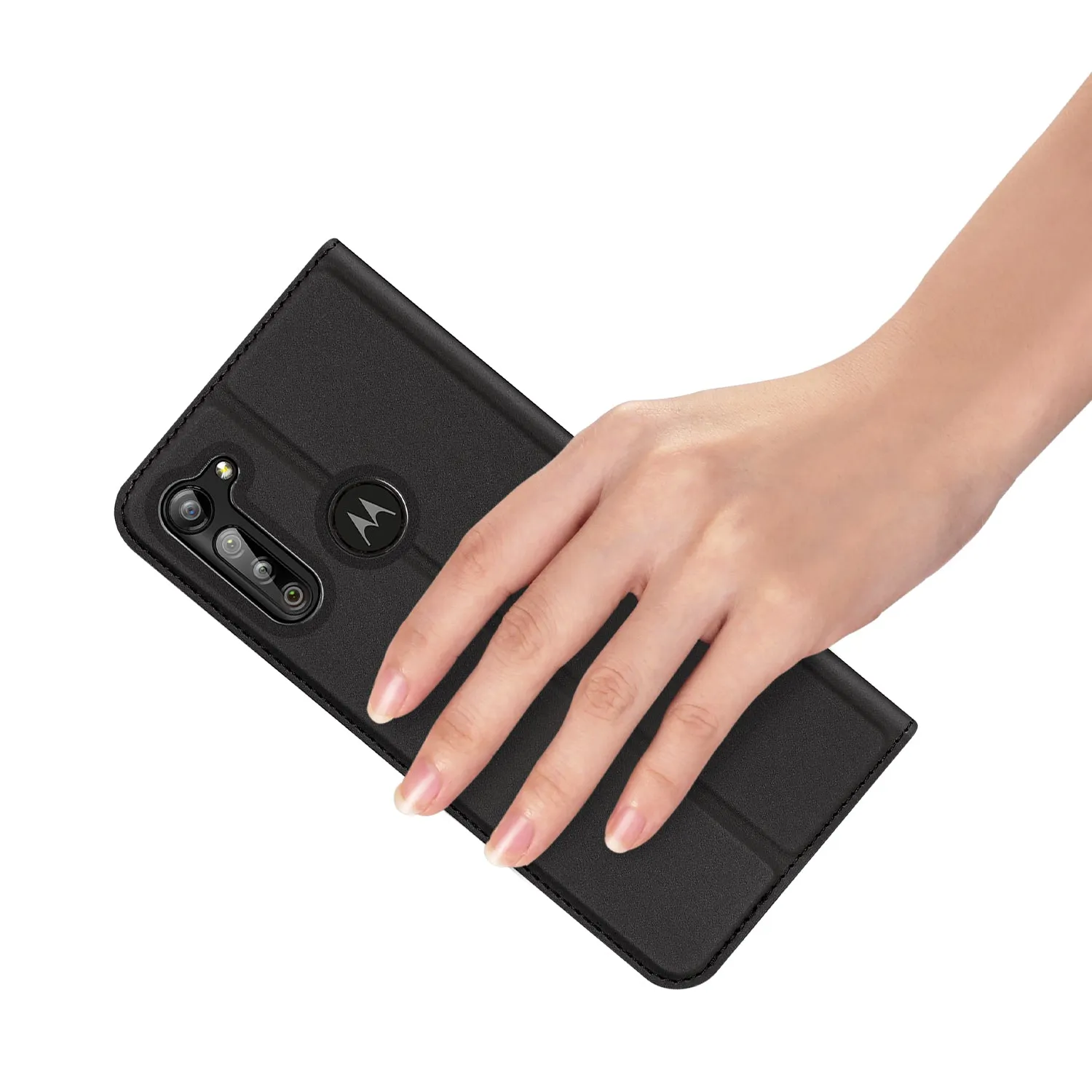DUX DUCIS For Moto G8/G8 Power Leather Mobile Phone Cover Magnetic Protective Case Bracket with Cards Slot black_Moto G8 Power