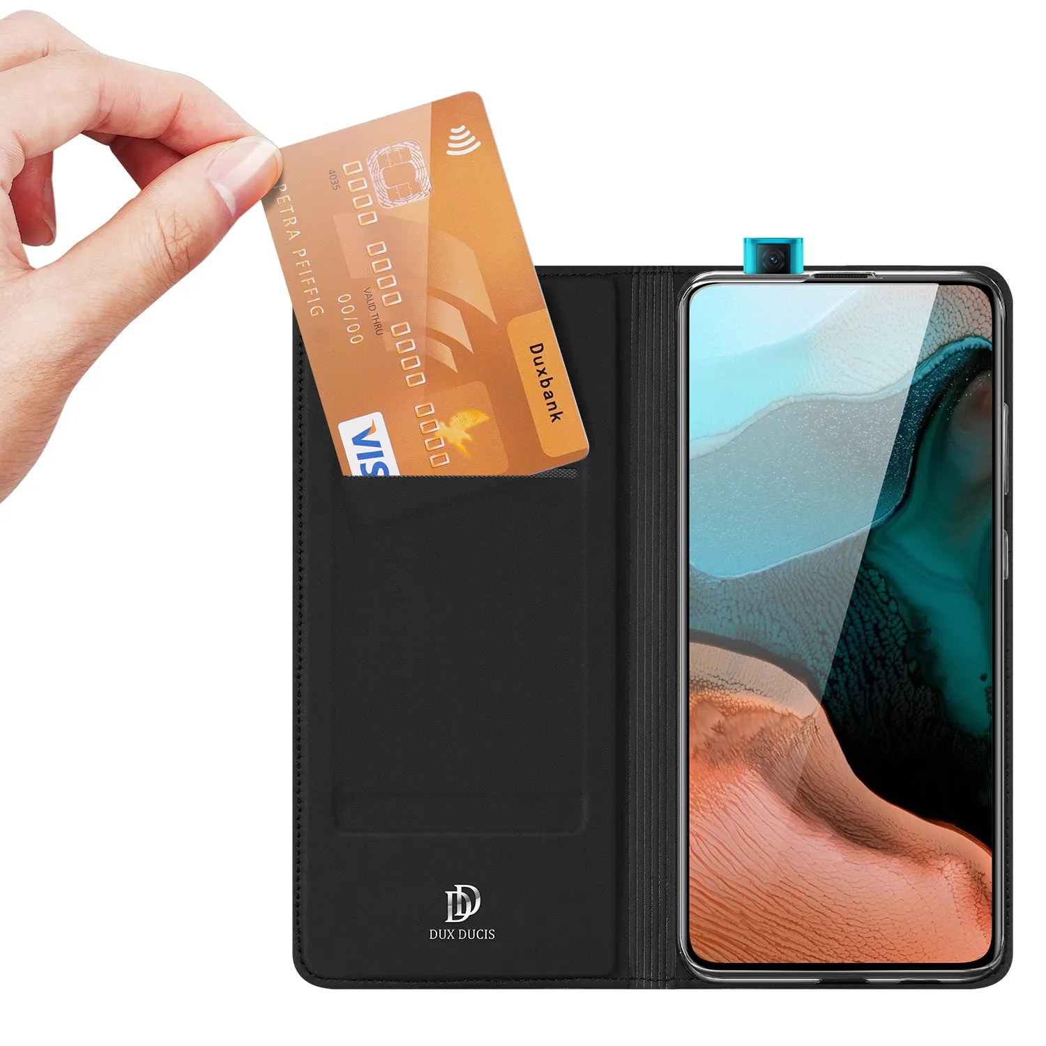 DUX DUCIS For Redmi K30 Pro Leather Mobile Phone Cover Magnetic Protective Case Bracket with Cards Slot Pink