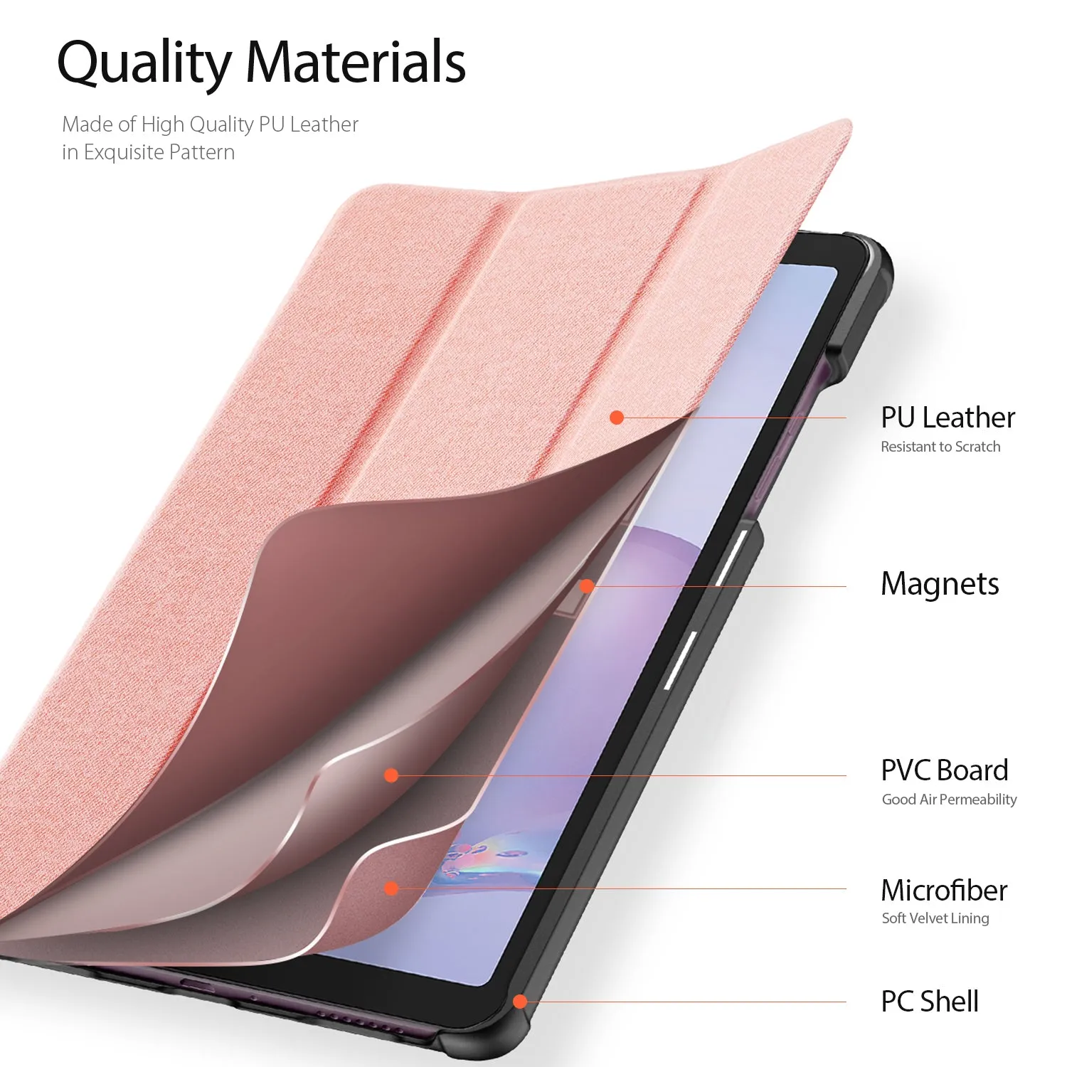 DUX DUCIS For Samsung Galaxy Tab A 8.4  2020 Simple Solid Color Smart PU Leather Case Anti-fall Protective Stand Cover with Sleep Function  Pink