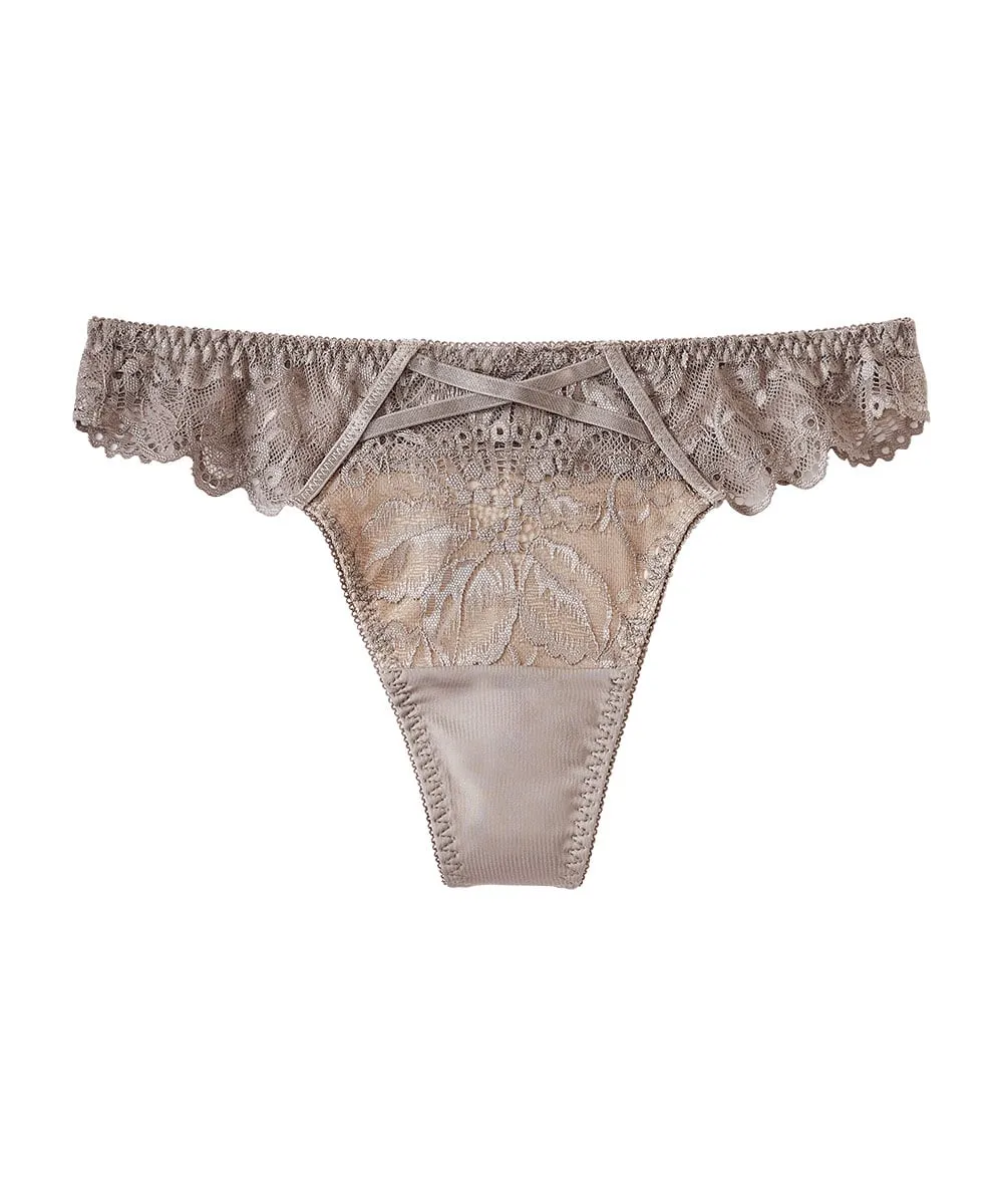 Elegant Flowery Lace Thong Panty