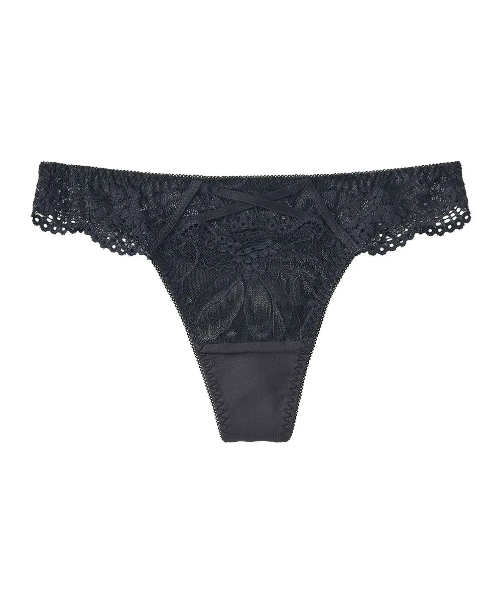 Elegant Flowery Lace Thong Panty