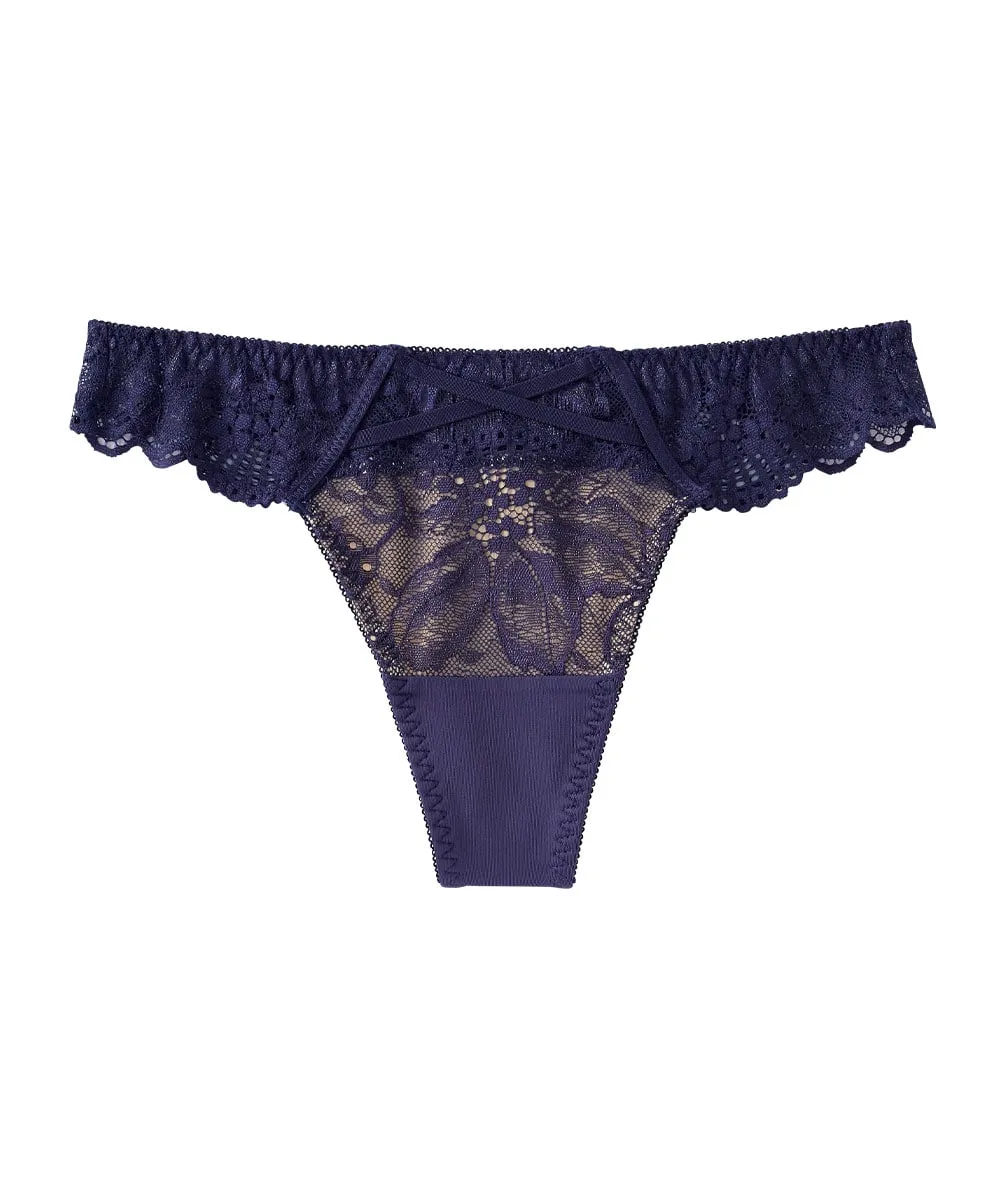 Elegant Flowery Lace Thong Panty