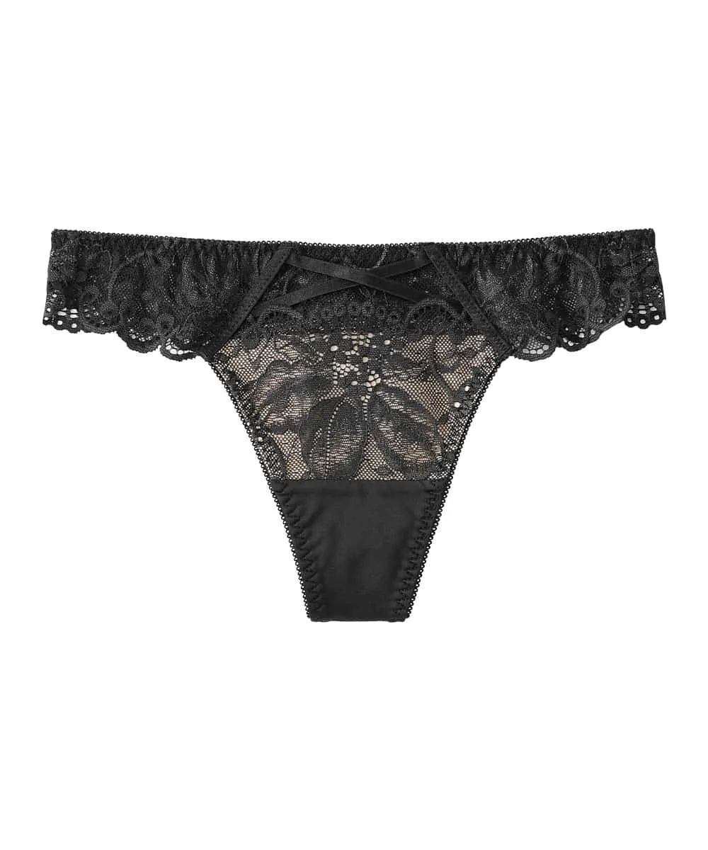 Elegant Flowery Lace Thong Panty