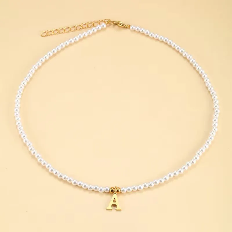 Elegant Gold Accented Pearl Letter Initial Necklace