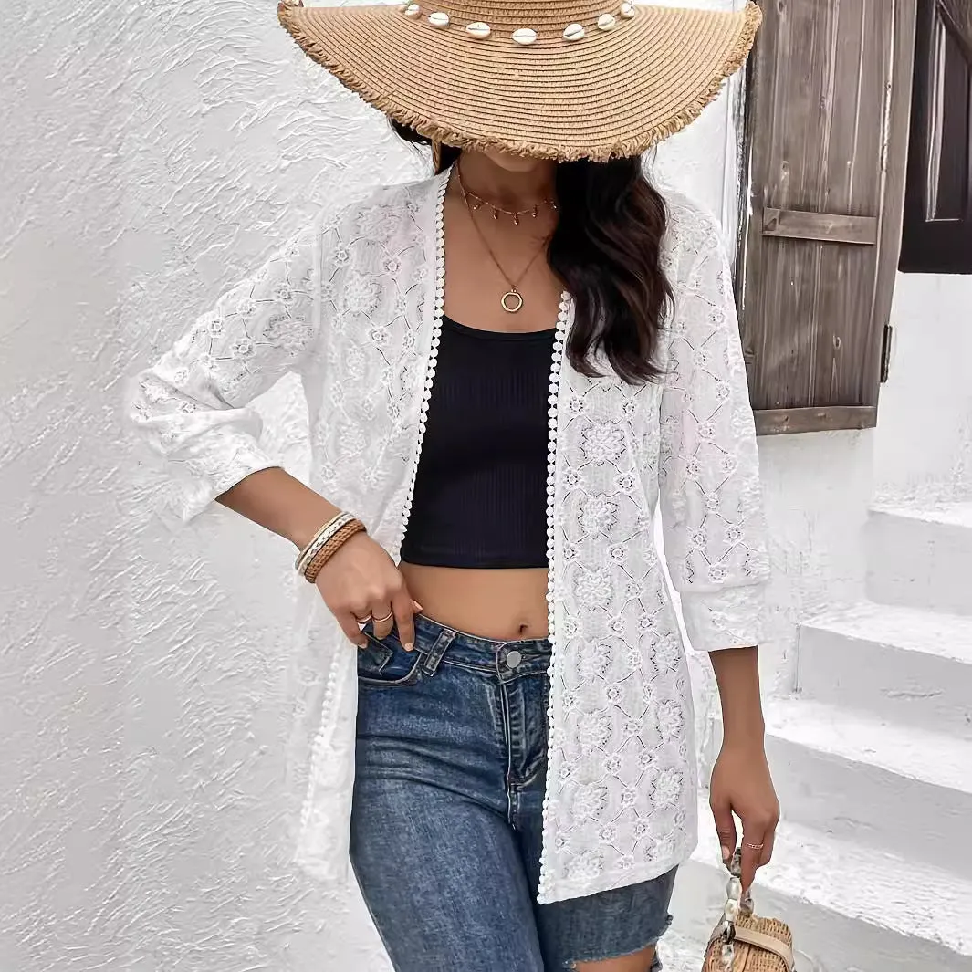 Elegant Lace Stitching Lace Cardigan Shawl
