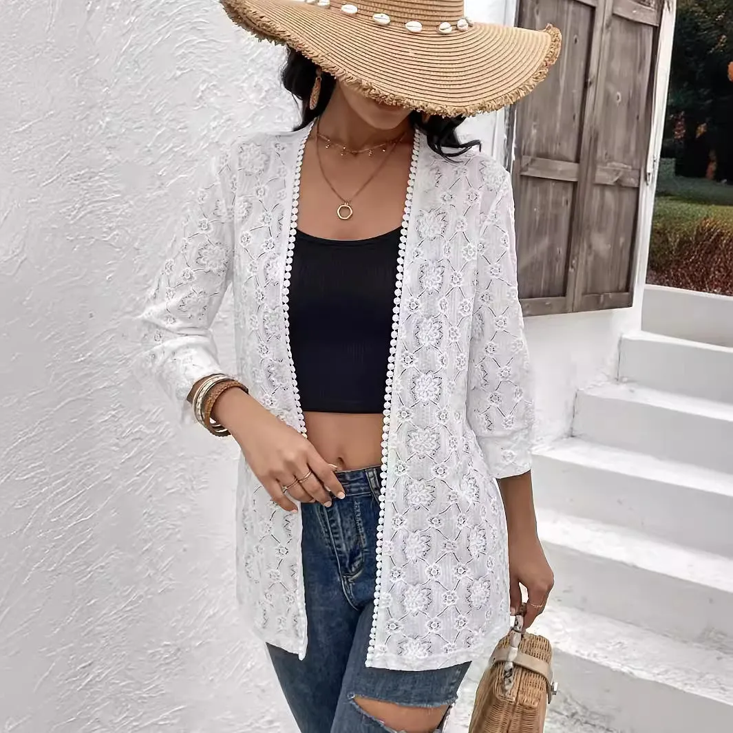 Elegant Lace Stitching Lace Cardigan Shawl