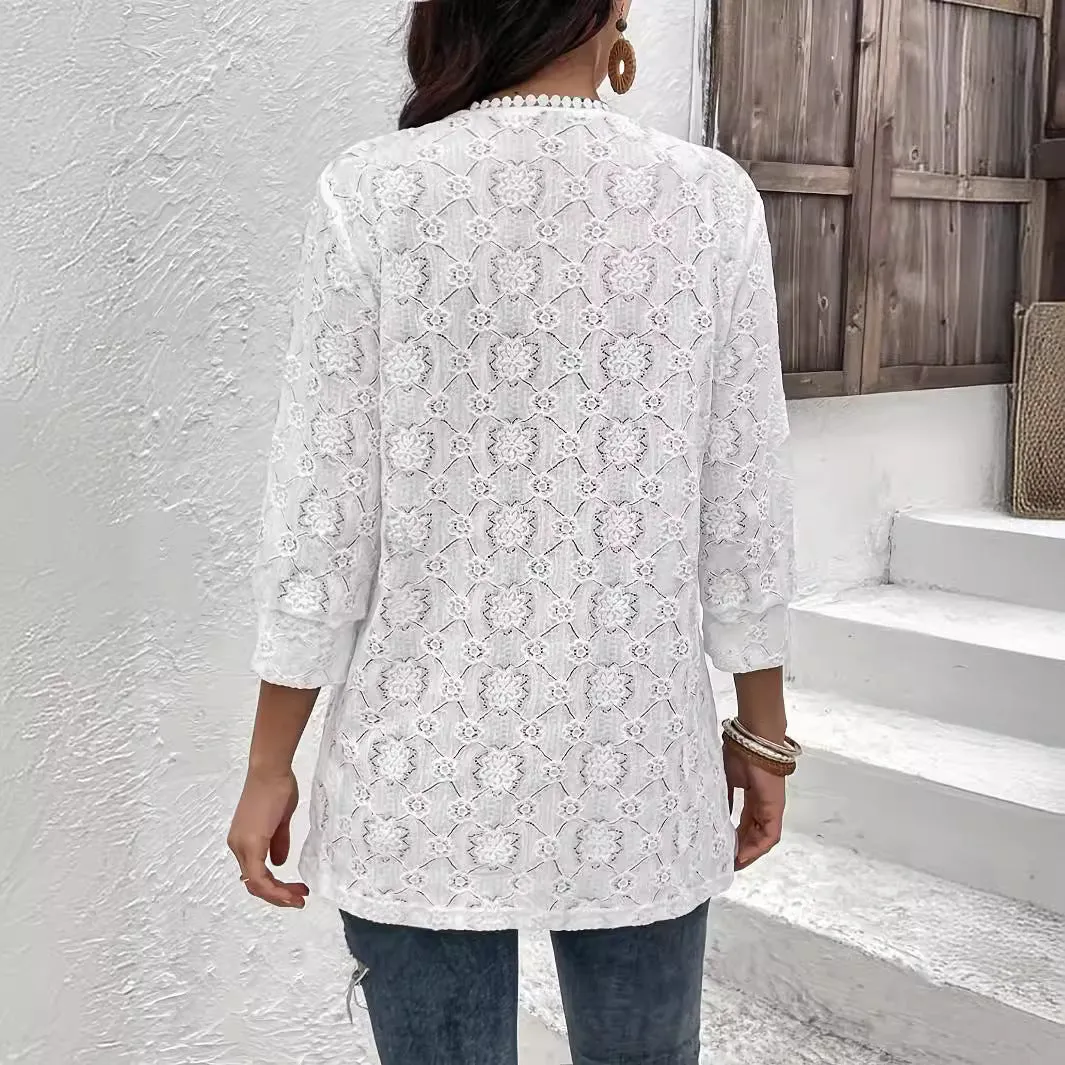 Elegant Lace Stitching Lace Cardigan Shawl