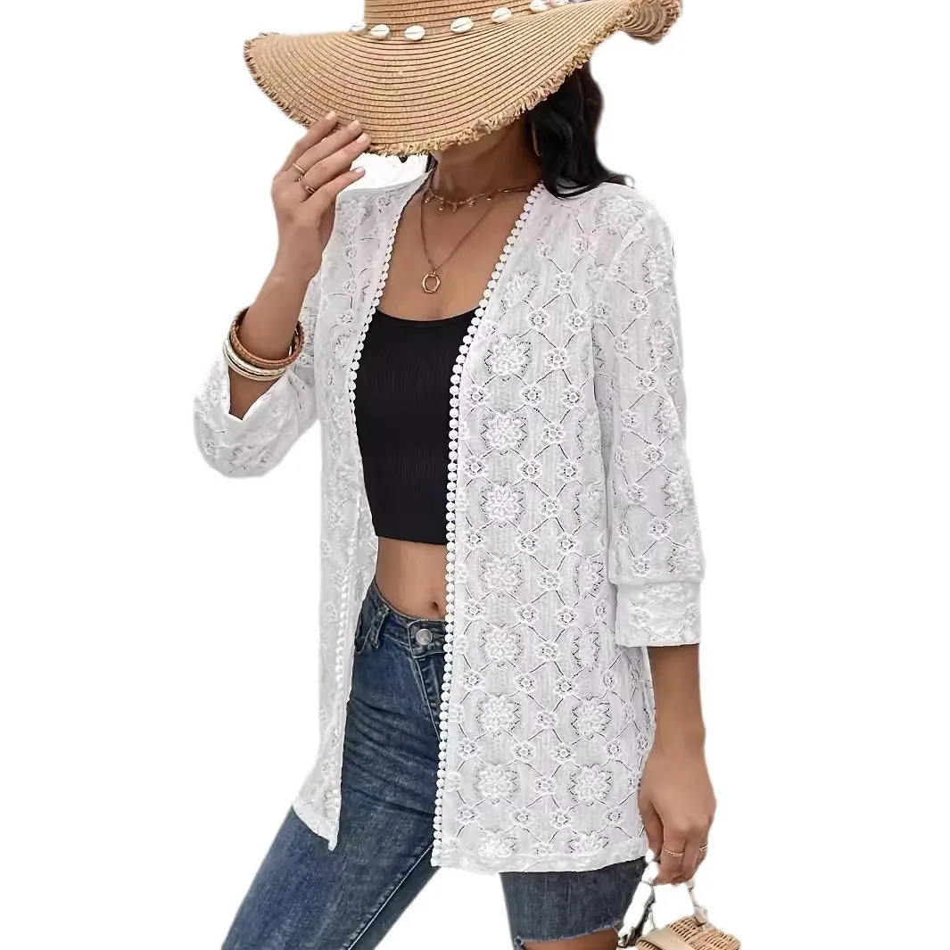 Elegant Lace Stitching Lace Cardigan Shawl