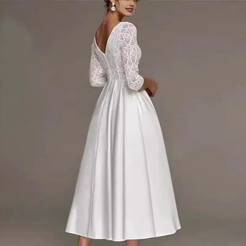 Elegant Lace V-Neck Wedding Dress