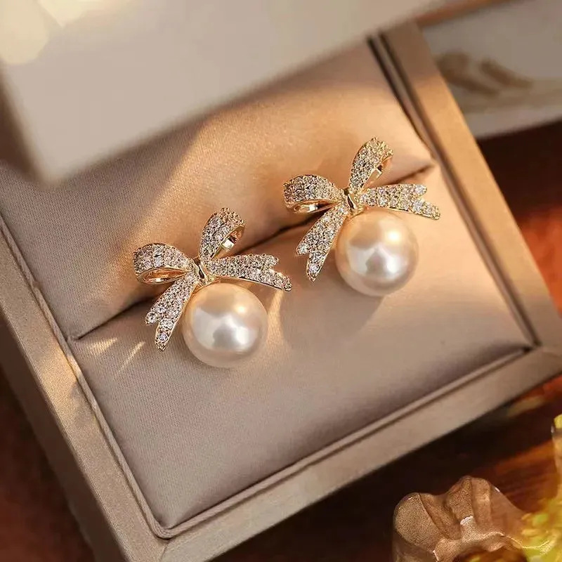 Elegant Pearl Pendant Earrings