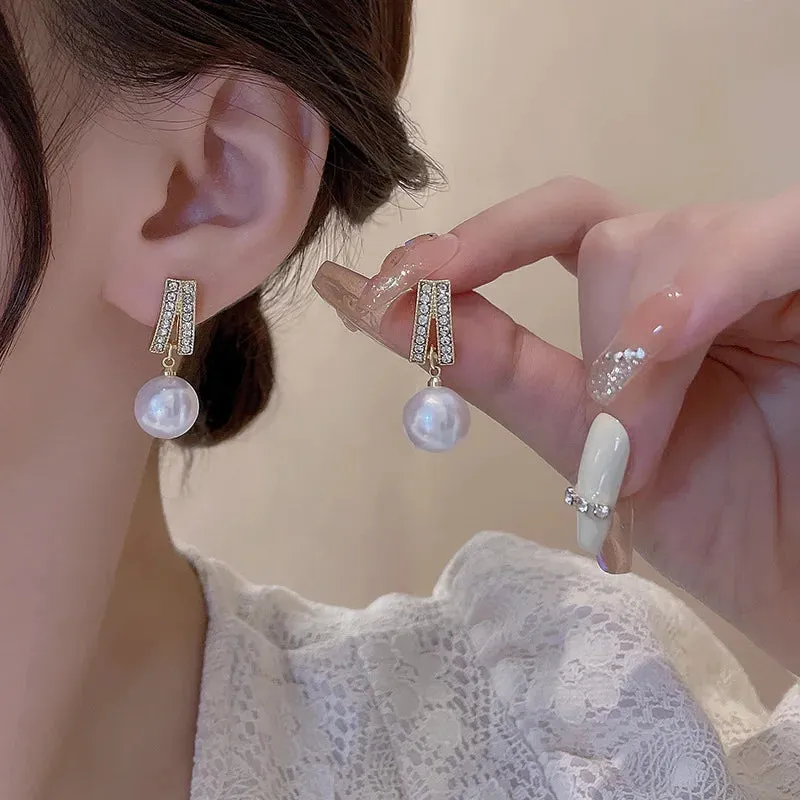 Elegant Pearl Pendant Earrings