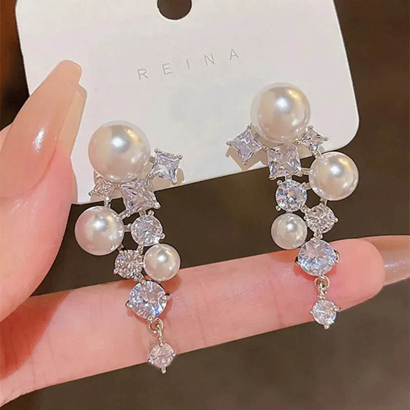 Elegant Pearl Pendant Earrings