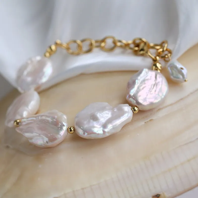 Elegant Rebellion Baroque Pearl Statement Bracelet