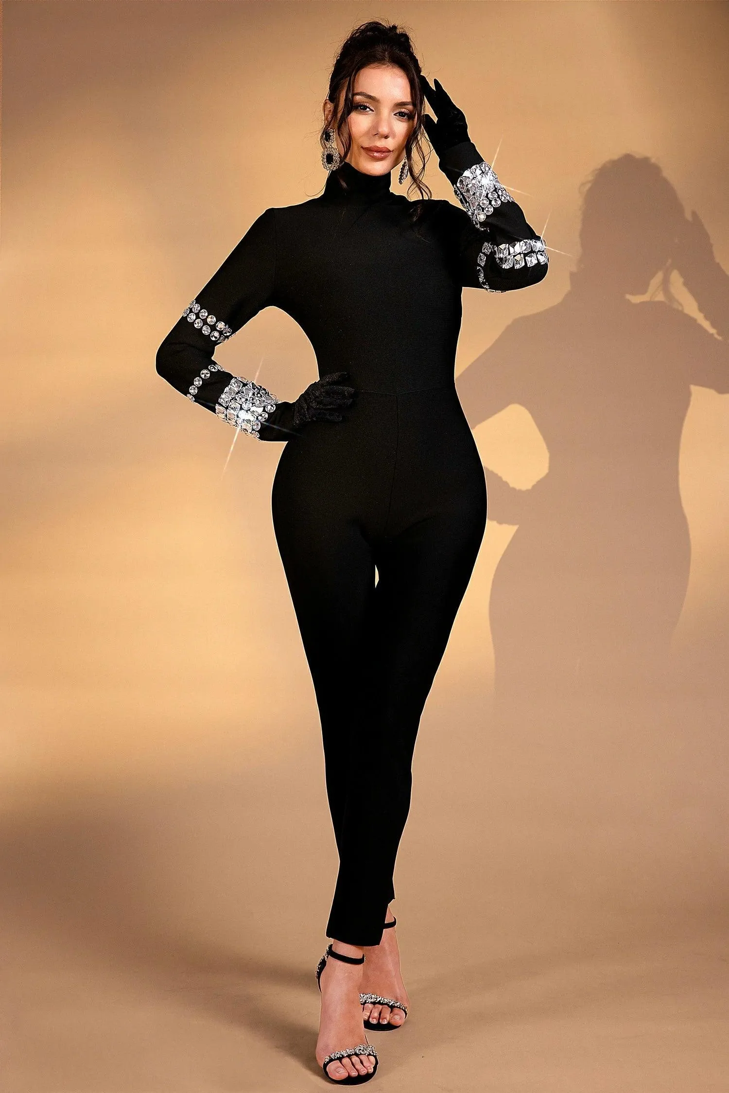 Emilee Crystal Highneck Jumpsuit
