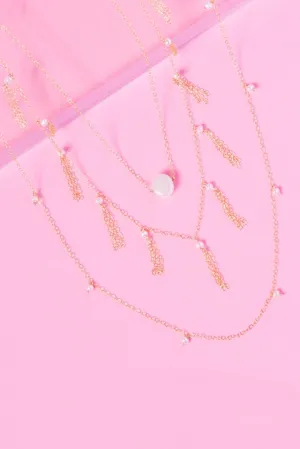 EMPIRE 14K GOLD FILLED LAYERED PEARL NECKLACE