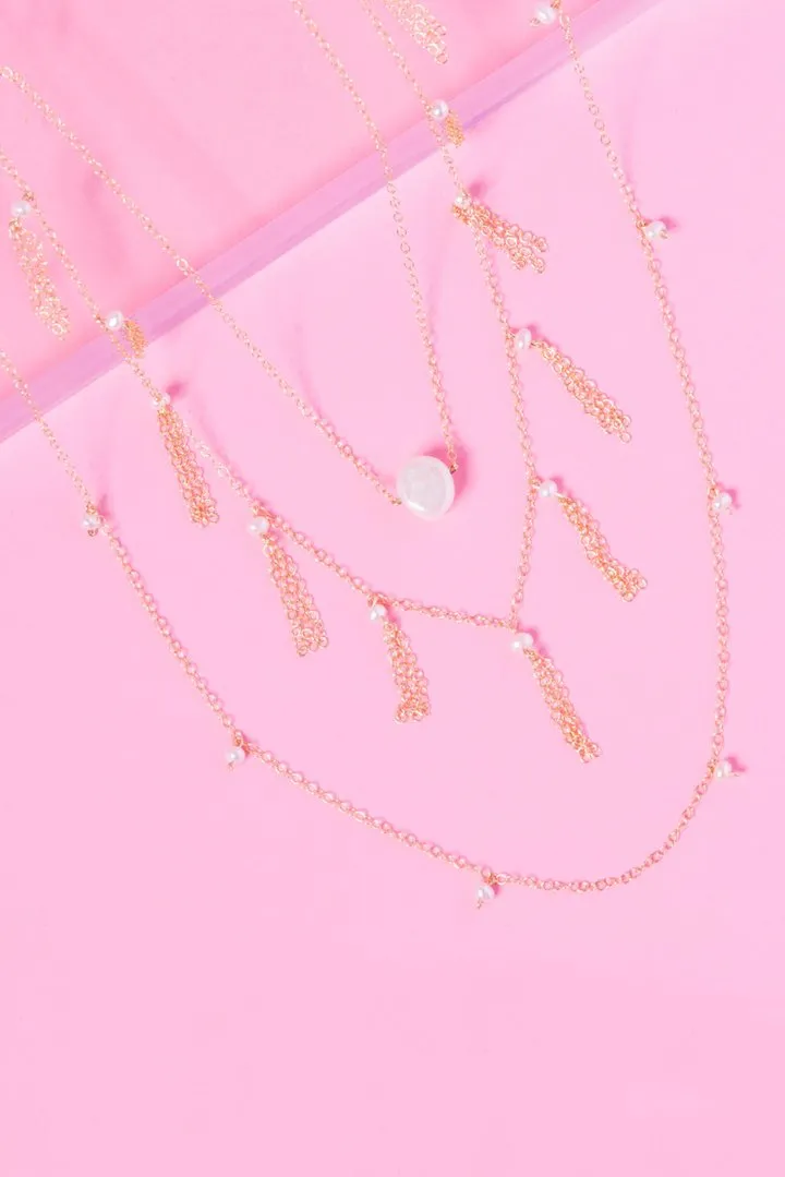 EMPIRE 14K GOLD FILLED LAYERED PEARL NECKLACE