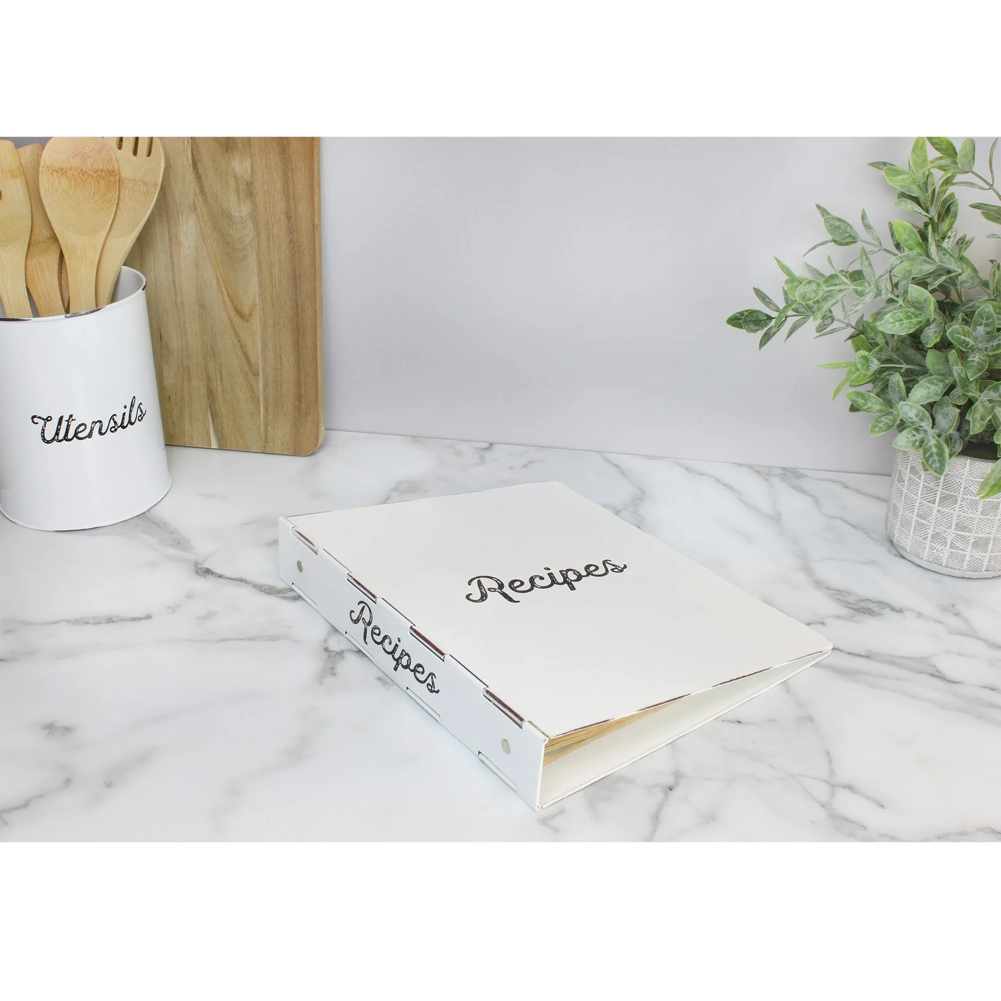 Enamelware Cookbook Recipe Binder (White, Case of 8)