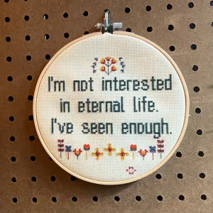 Eternal Life Cross Stitch Hoop