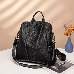 Fashion Casual Genuine Leather Backpack Simple Travel Soft Leather Bag
