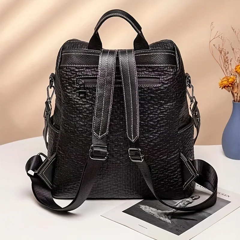 Fashion Casual Genuine Leather Backpack Simple Travel Soft Leather Bag